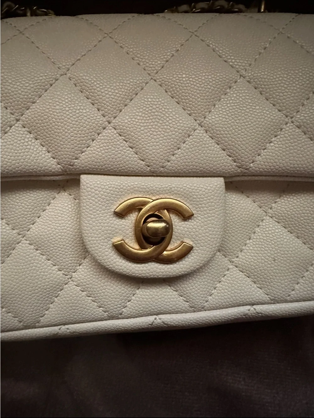 CHANEL White Quilted Mini Flap Top-Handle Crossbody